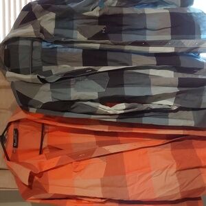 Under Armour Plaid Button-Down Shirts - Orange and Blue